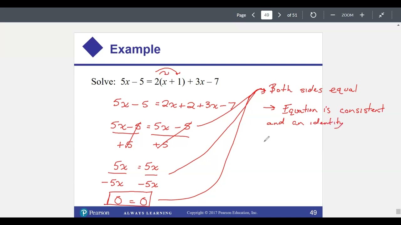 College Algebra: Section 1.1 - No Solutions and Infinite Solutions