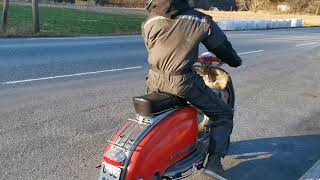 First test with MB scooters tea strainer filter on RT230 reed valve lambretta.