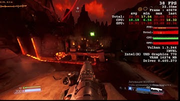 doom 2016 i7 13700k intel uhd 770 igpu ddr4 3600 cl16 oc gameplay
