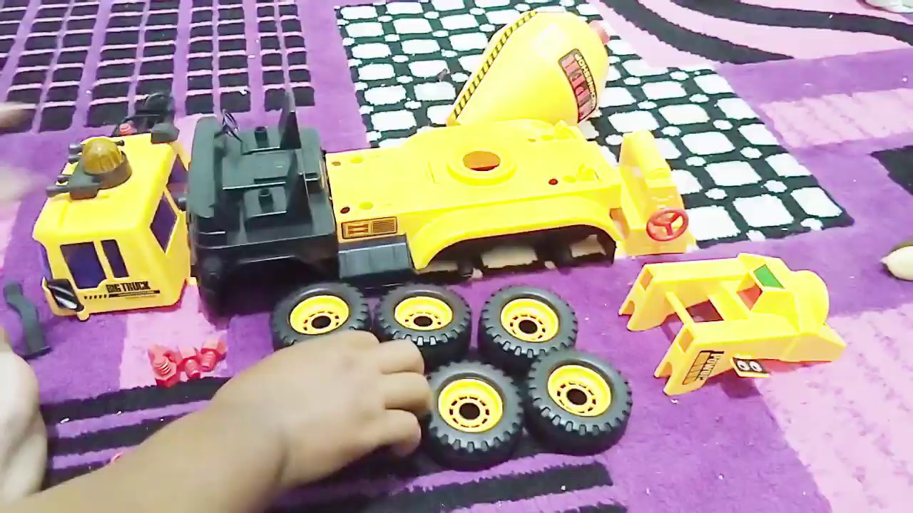 Mainan Mobil Truk Molen Kuning  Besar Bongkar Pasang Big 