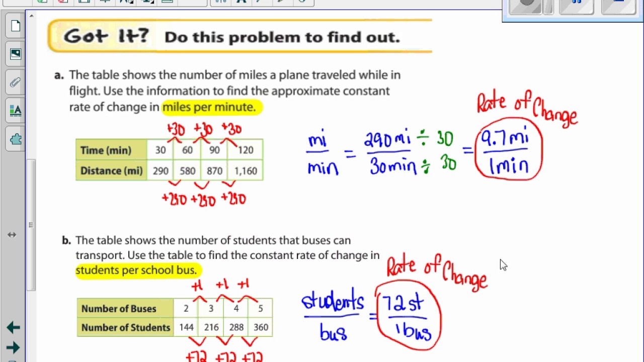 7Ch1 Lesson 7 Constant Rate of Change Video Lecture - YouTube