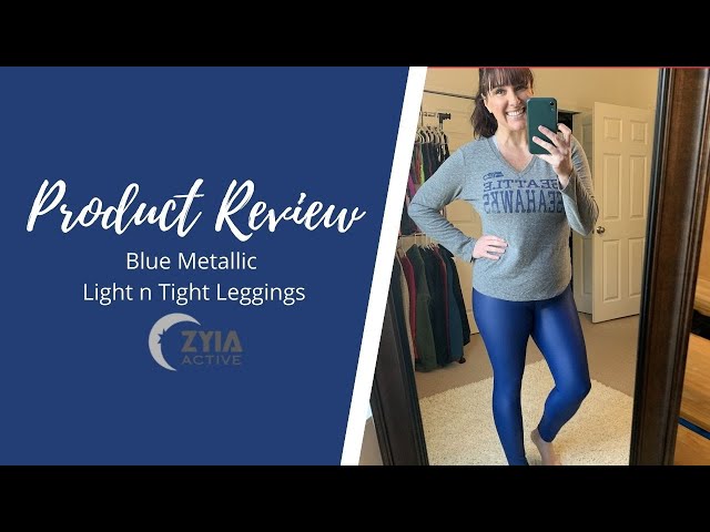 ZYIA Active Product Review Blue Metallic Light n Tight Leggings 