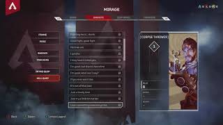 Apex Legends Mirage Skins Banners Finishers Badges Trackers Intro Kill Quips Youtube