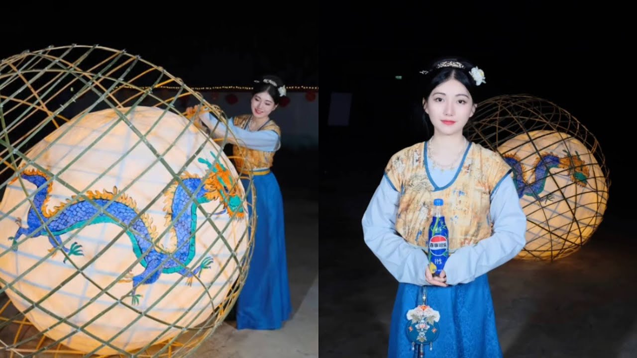 Lanterns come out of ancient paintings, 2-meter-long ancient rolling ...