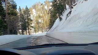 Mountain snow scenic drive along Big Pines Highway in Wrightwood California
