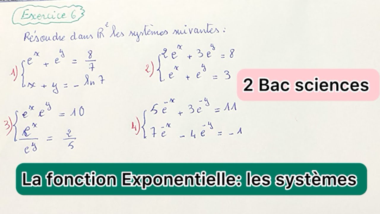 Résoudre un système contenant un Exponentielle #bac2025