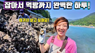 먹을게 넘쳐나는 섬! 해루질과 초호화 먹방 / 바다의 버터라고 불리는 초대형 물고기 / 뿔소라, 양태 숯불구이!  (in 사량도)