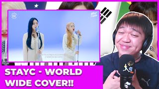 STAYC (스테이씨) - WORLD WIDE COVER (BTS, JUSTIN BIEBER ETC.) on 1THEK Reaction