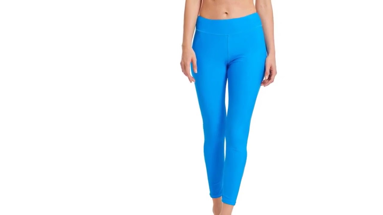 Solid Swim Leggings Beautiful Stitching Beach Pants Women in Sapphire