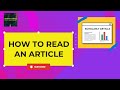 How to read a research article?