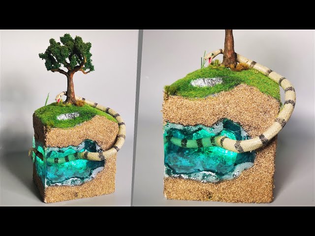 242) New Life island Diorama, Epoxy resin, Polymer Clay