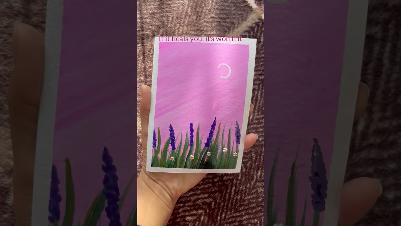 Lavender painting for beginners 🎨🖌️ #acrylicscenery #lavenderfields
