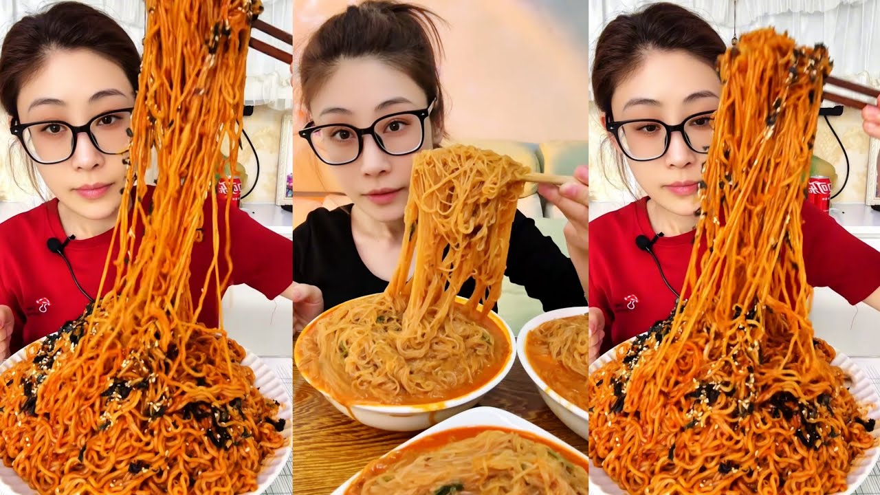 Spicy Eating Mukbang Chinese Food Noodles, Eggs🌶️ (chewy sounds) ASMR Chinese Foods 吃播 吃 Mukbang