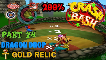 Crash Bash - 200% Walkthrough - Part 74: Dragon Drop (Gold Relic Challenge) - 1080p 60 fps