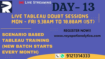 Free Tableau Daily Live Doubts Session Day 13 | Rayapati Analytics | Tableau Training