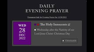 The Daily Office | Evening Prayer Wed 28 Nov 2022 from the BCP 2019