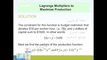 Method of Lagrange Multipliers (Math 242 Sec 7 5 part 2)