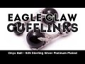 Eagle Claw Cufflinks with Onyx for Black Tie Tuxedo & Suits - 925 Sterling Silver Platinum Plated