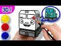 Zeichnen und Färben Setter l Zug Zeichnen l 3D Färbung für Kinder l Tayo der Kleine Bus