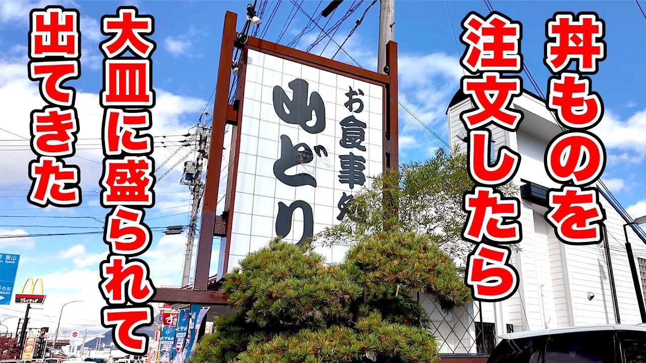 丼ものを注文したら大皿で出てきた！【山どり】長野県中野市