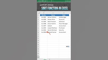 Excel SORT function | Sort in excel | Excel Tutoring | #youtubeshorts #shorts