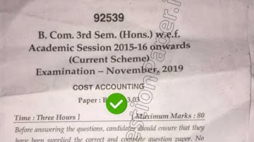2019 Mdu BCom Hons 3rd Sem Cost Accounting Question Paper