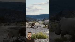 Rhino Stabs Male Lion with Its Horn #rhino vs #lion #shorts #animals #fight