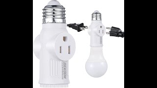 1250W E26 3 Prong Light Bulb Socket Adapter 2 Outlet
