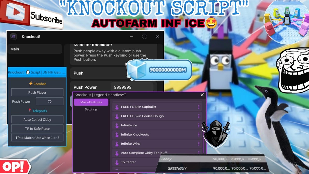 Knockout!😵 Script OP Push Player Maximum Power🤩,Collect Obby🔥,Autofarm(AUTO WIN😎),INF ICE+MORE