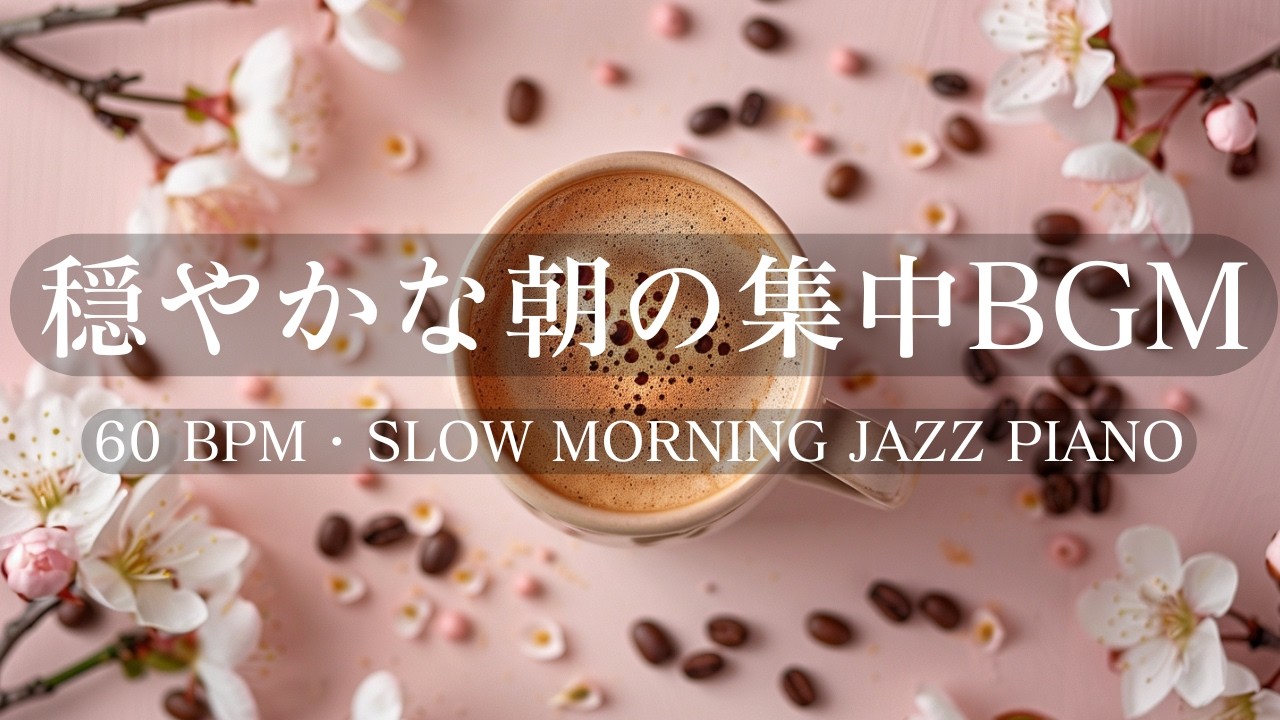 【朝BGM】Slow Morning Jazz Piano｜60 BPM Work & Study（1 Hour Loop）｜穏やかな集中時間