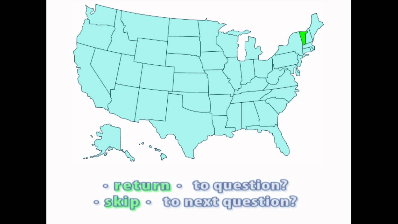 Interactive United States Map Quiz Location of Vermont YouTube