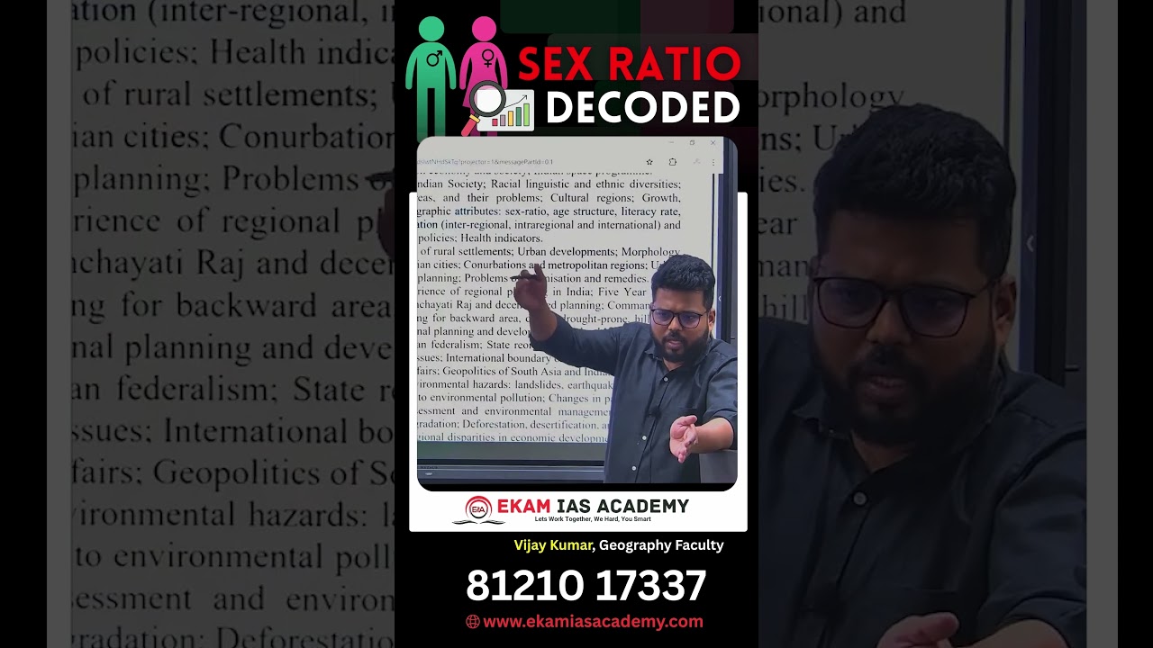 ⁣Sex Ratio & Literacy Rate in India | Population Structure Explained | UPSC Geography