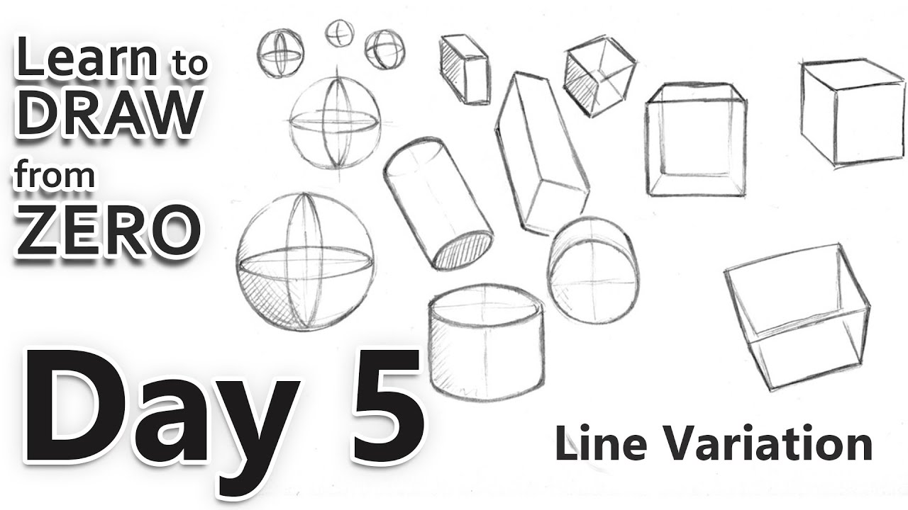 Five Basic Drawing Learn to DRAW from ZERO | Drawing Basics for Beginners - Day 5 | Line ...