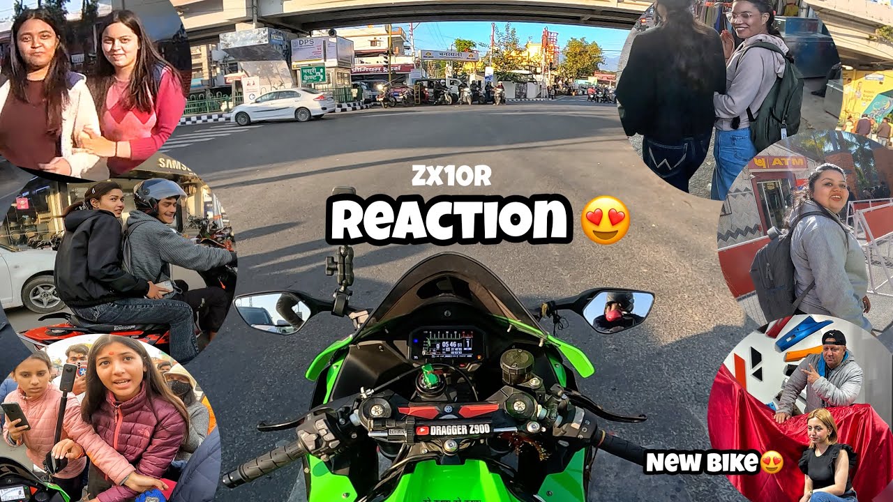 Cute Girl Reaction on Kawasaki Zx10r | Bunny Helmet Cover | Market Reaction 4 #z900 #kawasaki #cute