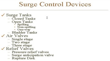 Surge Control Devices and Required Data