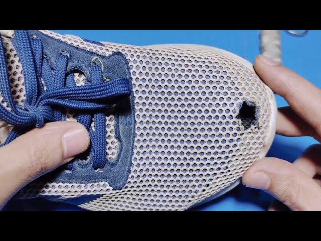 Any ideas to fix a hole in a “knitted” running shoe? : r/Visiblemending