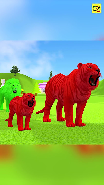 Long Slide Game With Duck Lion Zebra Hippopotamus Tiger  - 3d Animal Game -Funny 3d Animals #shorts