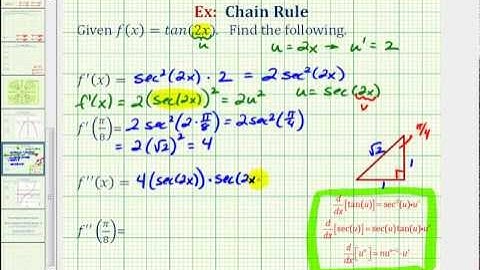 Ex 1: First and Second Derivatives Using the Chain Rule - f(x)=tan(2x)