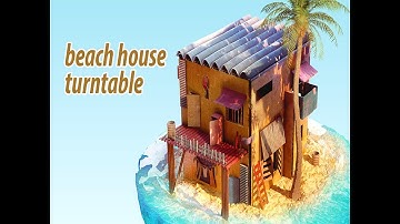 3D Beach House - Turntable w/ wireframe