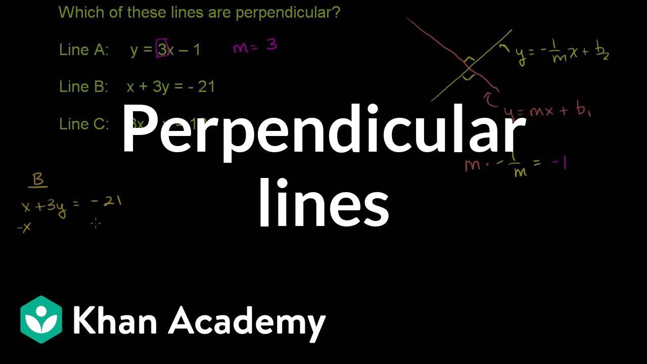 ⁣Perpendicular lines from equation | Mathematics I | High School Math | Khan Academy