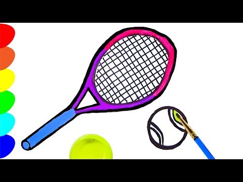 Мяч Теннисный и Ракетка. Нарисовать и Раскрасить. Tennis ball and racket. Drawing and painting