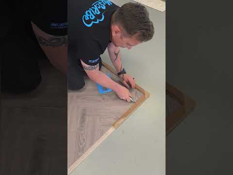 3 ways to achieve the corner cut on herringbone flooring. #flooring #herringbone #shorts