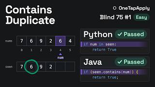 Contains Duplicate - LeetCode 217 - Hash Set (Python & Java)