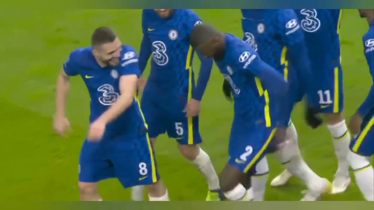 Antonio Rudiger celetrates dancing after scoring against Spurs