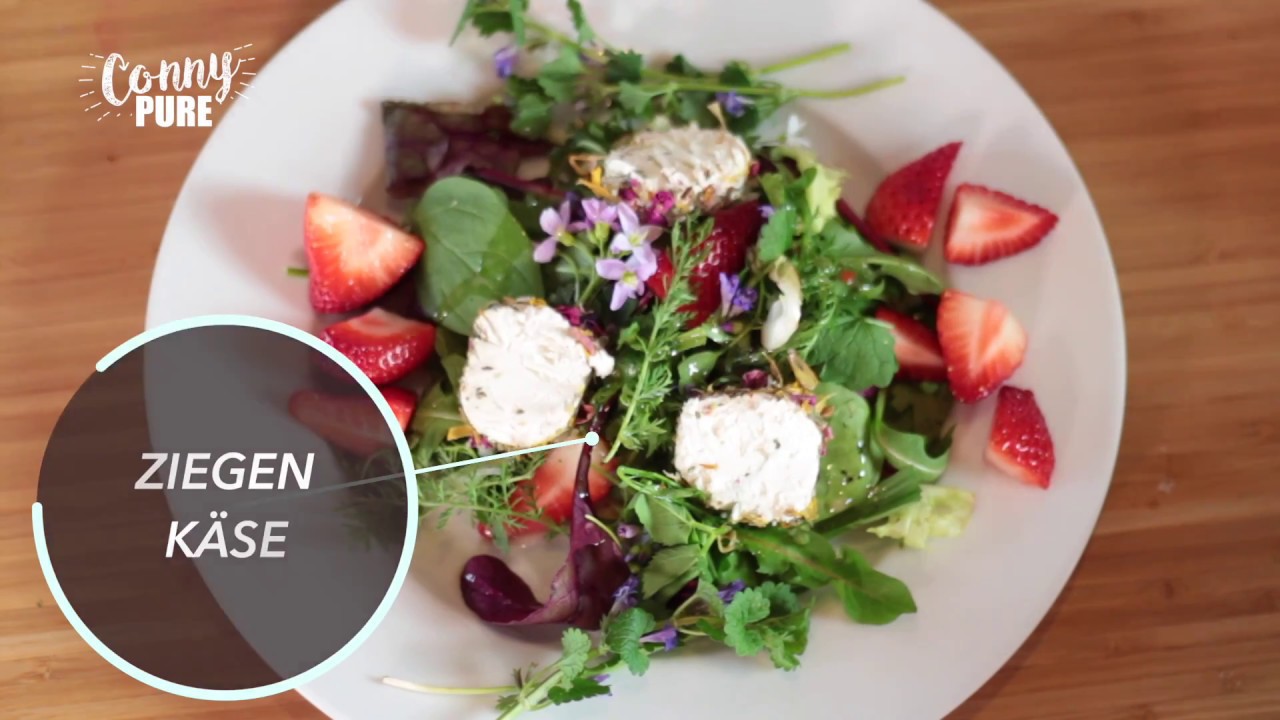 Wildkräutersalat mit Ziegenkäse - das Rezept in 77 Sekunden - YouTube