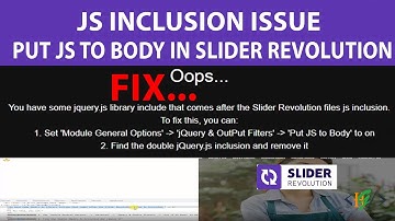 Slider Revolution show error files js inclusion - Put JS to Body - Slider not showing - How to Fix