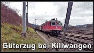 Langer SBB Güterzug bei Killwangen. Spreitenbach, Kanton Aargau, Schweiz 2023