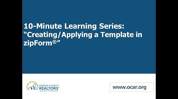 10 Minute Learning Series: Creating/Applying Templates in zipForm®
