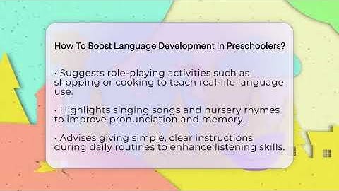 How To Boost Language Development In Preschoolers? - Single Parent Support Hub
